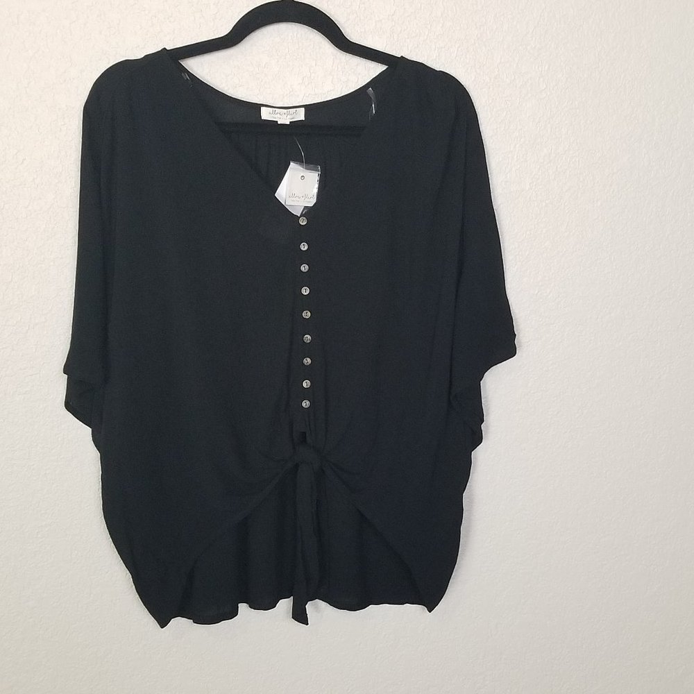 Ultra Flirt Juniors Button Up Tie Front Top XL - Picture 2 of 7